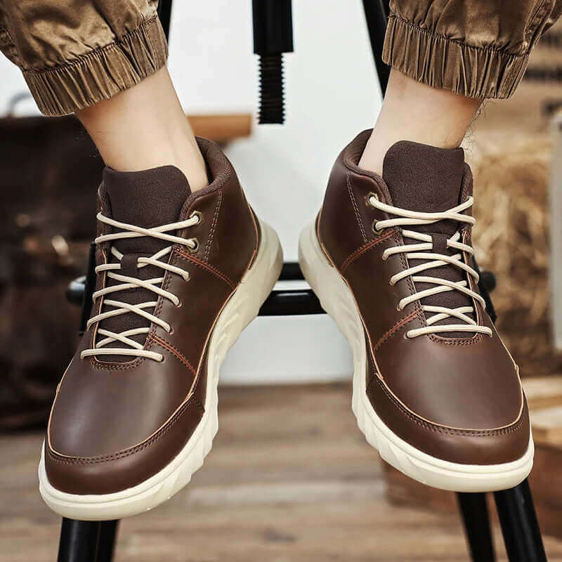 Herr High-Top Läder Sneakers med Dämpad Innersula - belorbin.com