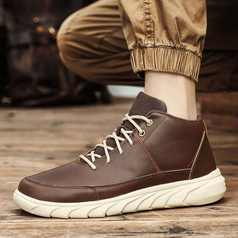 Herr High-Top Läder Sneakers med Dämpad Innersula - belorbin.com