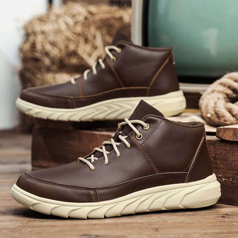 Herr High-Top Läder Sneakers med Dämpad Innersula - belorbin.com