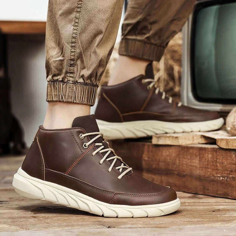 Herr High-Top Läder Sneakers med Dämpad Innersula - belorbin.com