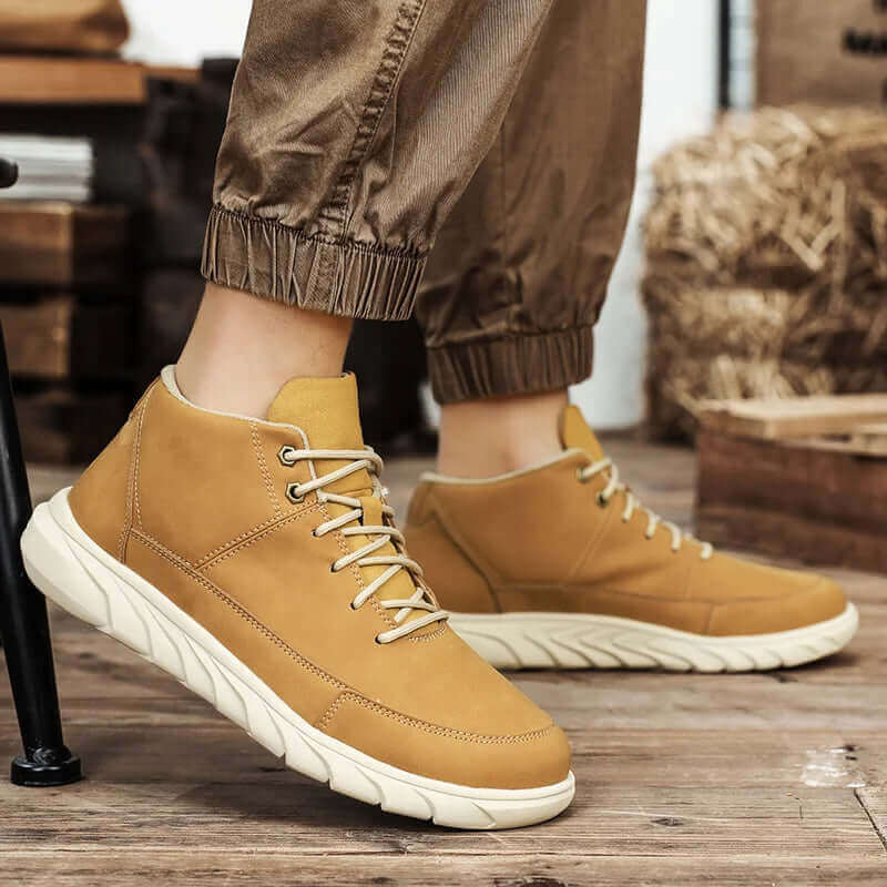Herr High-Top Läder Sneakers med Dämpad Innersula - belorbin.com