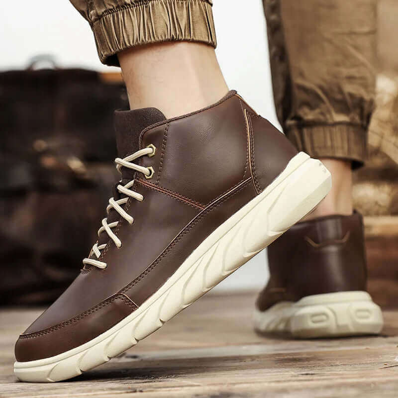 Herr High-Top Läder Sneakers med Dämpad Innersula - belorbin.com