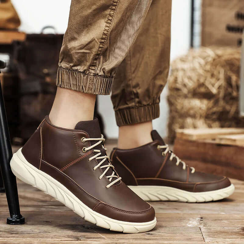 Herr High-Top Läder Sneakers med Dämpad Innersula - belorbin.com